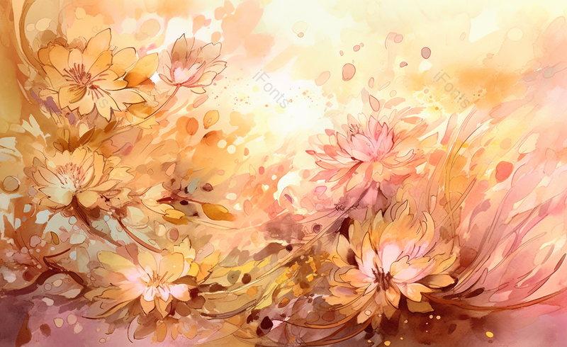 水彩唯美氛围花朵绽放背景图,插画/手绘图,插画/手绘图库,插画/手绘图下载,插画/手绘